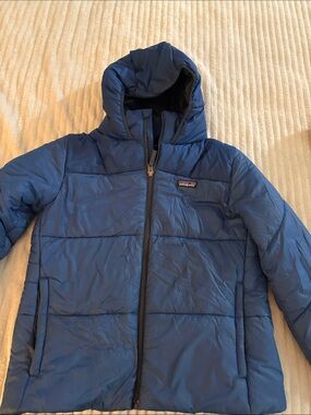 Patagonia Kids Blue Quilted Hooded Puffer Jacket